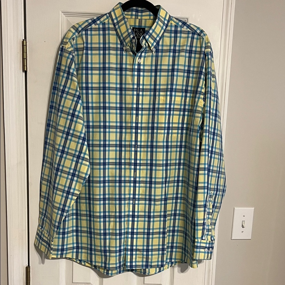 Jos. A. Bank Blue and Yellow Plaid Shirt